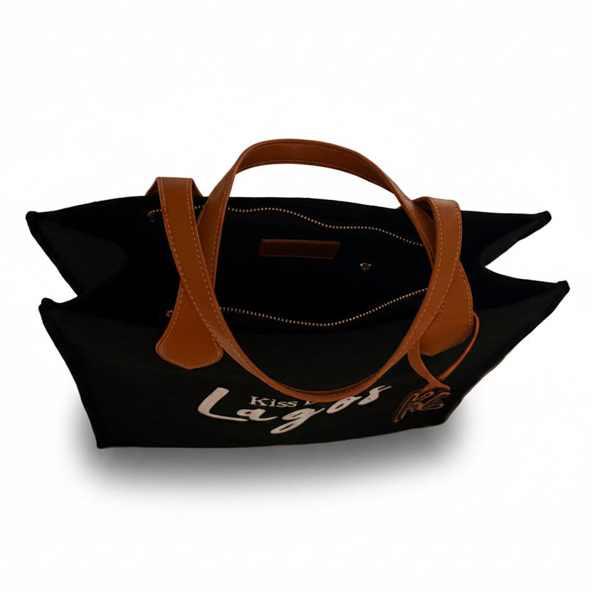 Lagos Tote Noir Edition | Black Tote Bag for Women | Kiss Lane