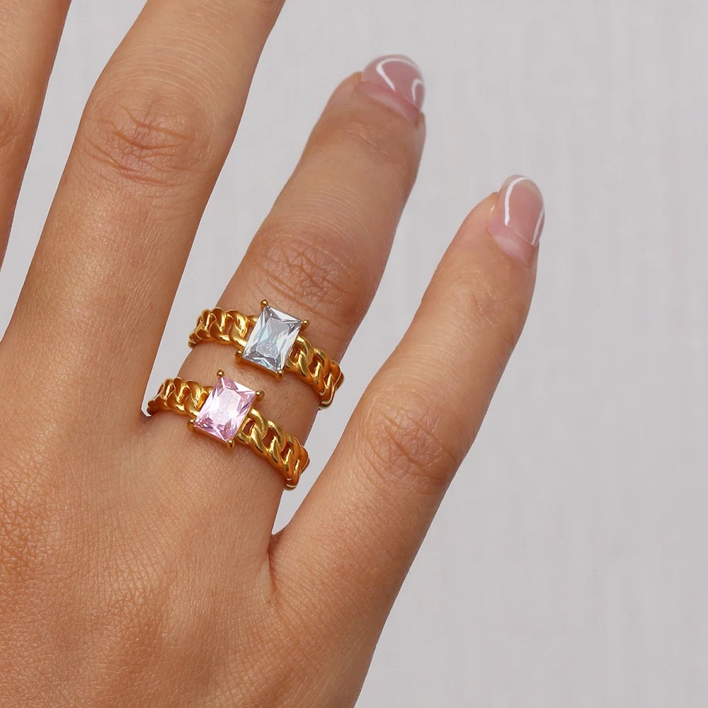 BRIA - (PINK SQUARE) RING