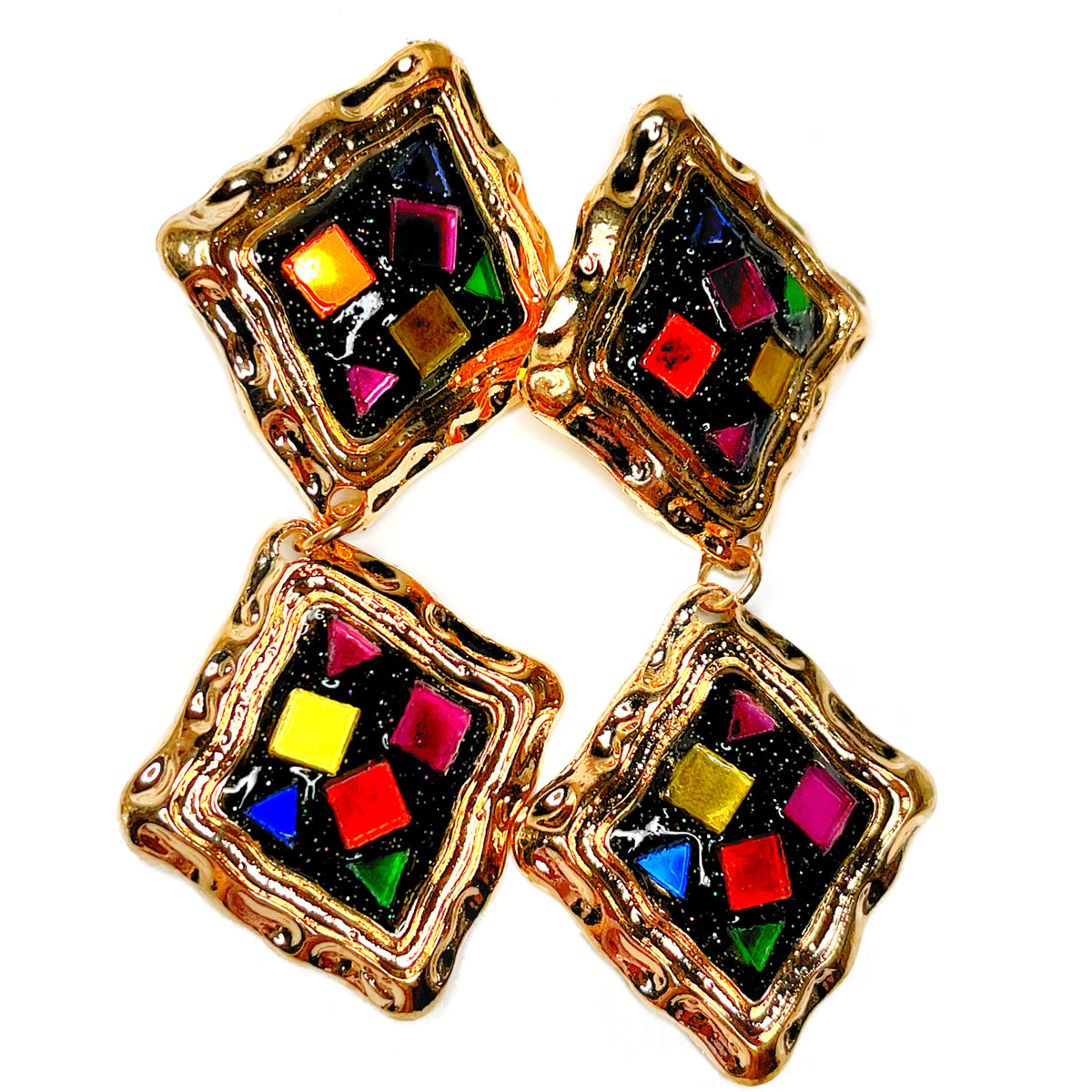 GOLD DROP COLOR SHAPES EARRINGS