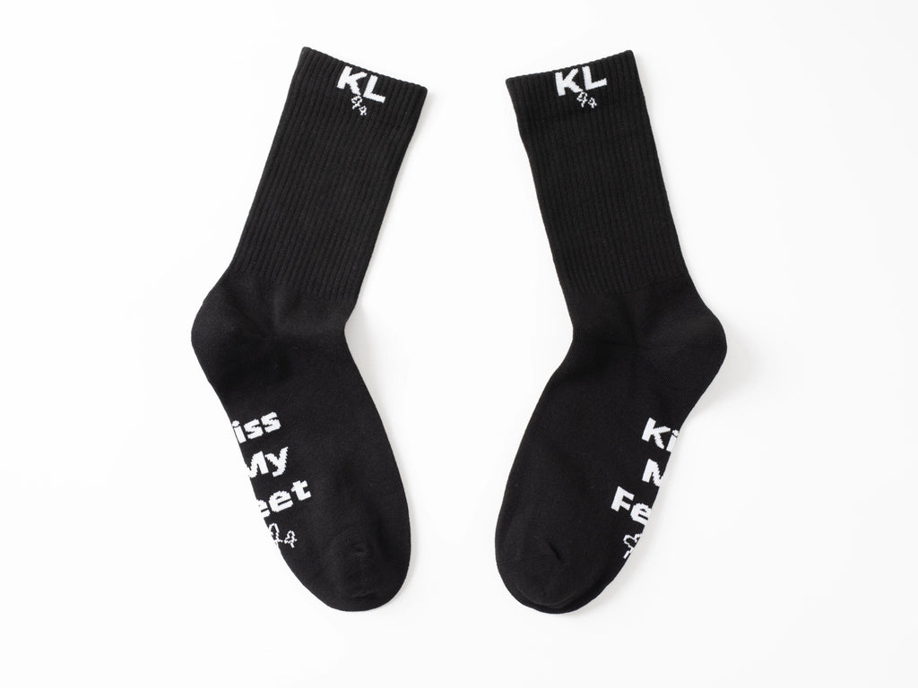 Kiss Lane “Kiss My Feet” Crew Socks – Black