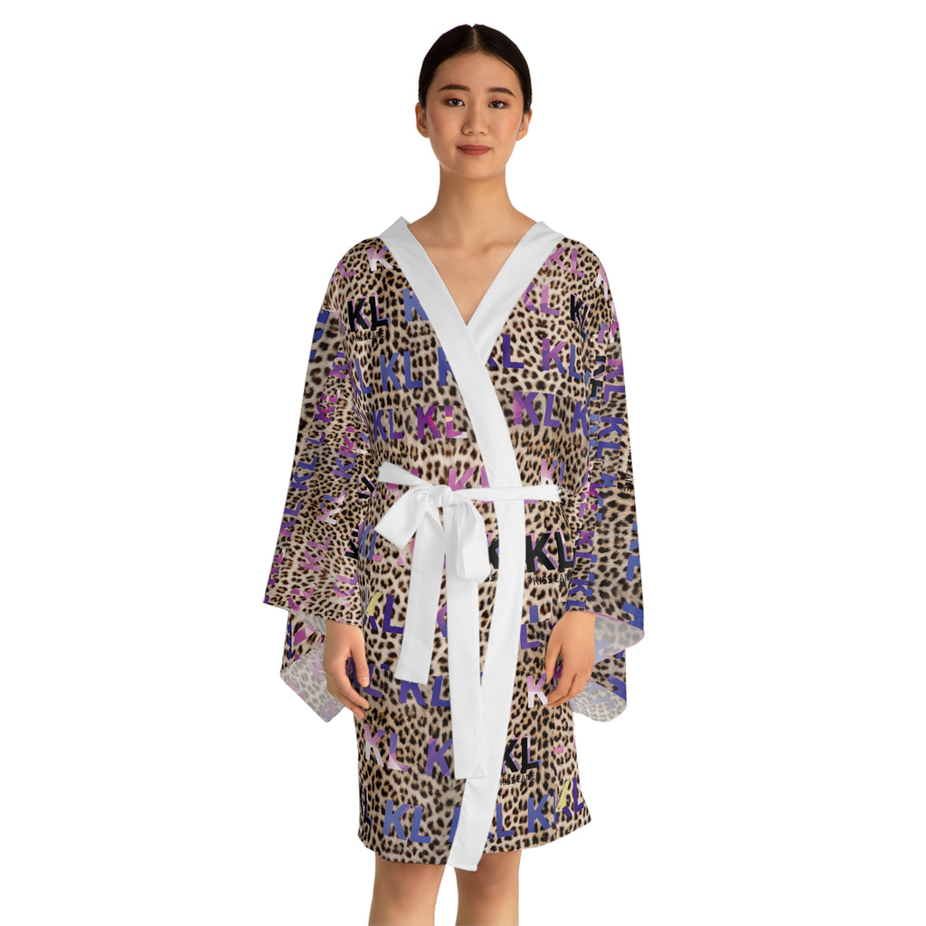 Kiss Lane Leopard - Long Sleeve Kimono Robe (AOP)