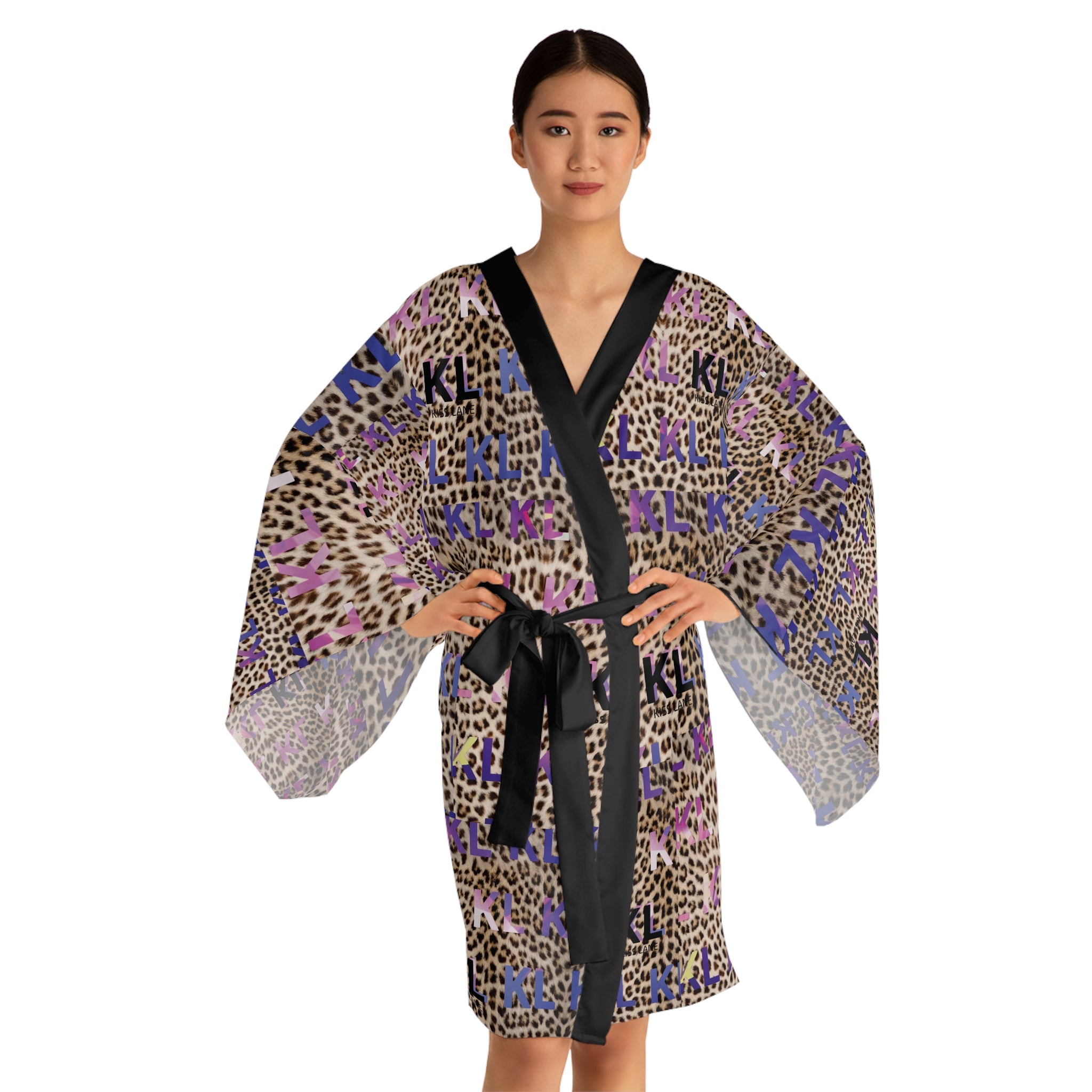 Kiss Lane Leopard - Long Sleeve Kimono Robe (AOP)