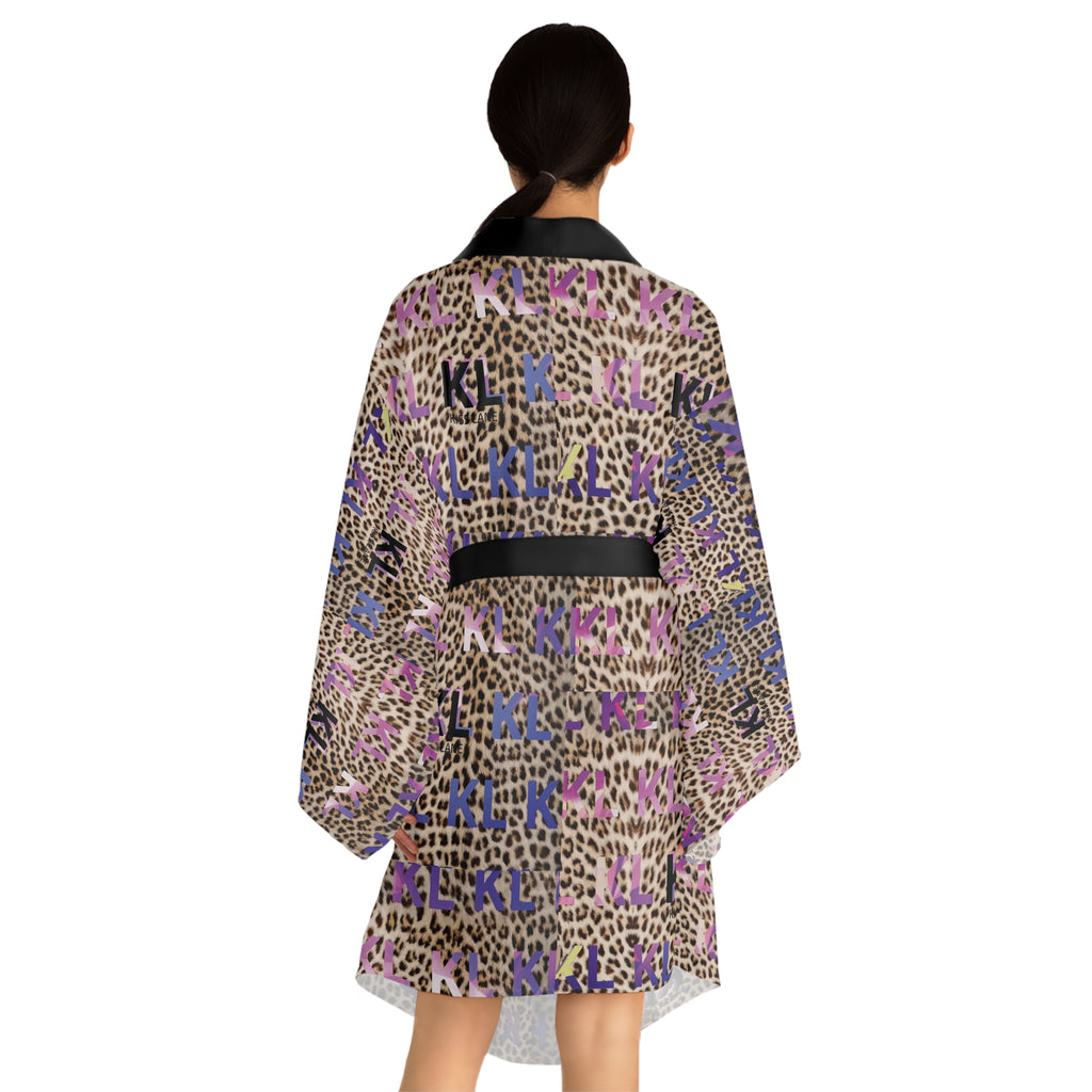 Kiss Lane Leopard - Long Sleeve Kimono Robe