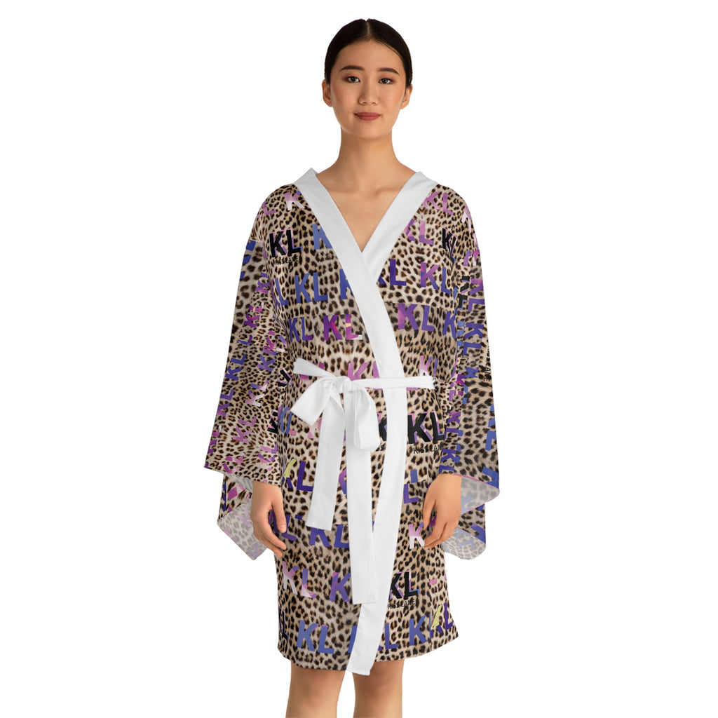 Kiss Lane Leopard - Long Sleeve Kimono Robe