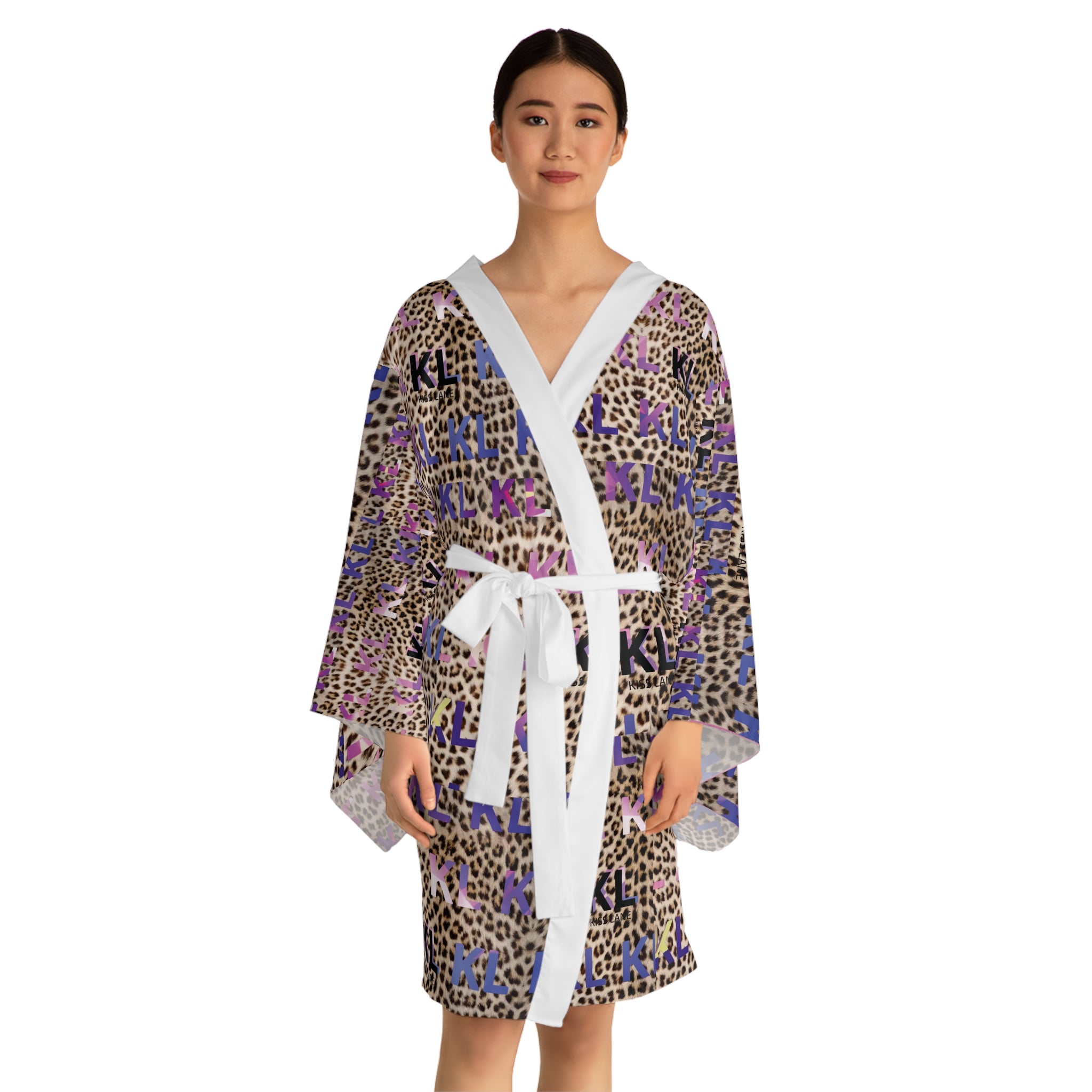 Kiss Lane Leopard - Long Sleeve Kimono Robe