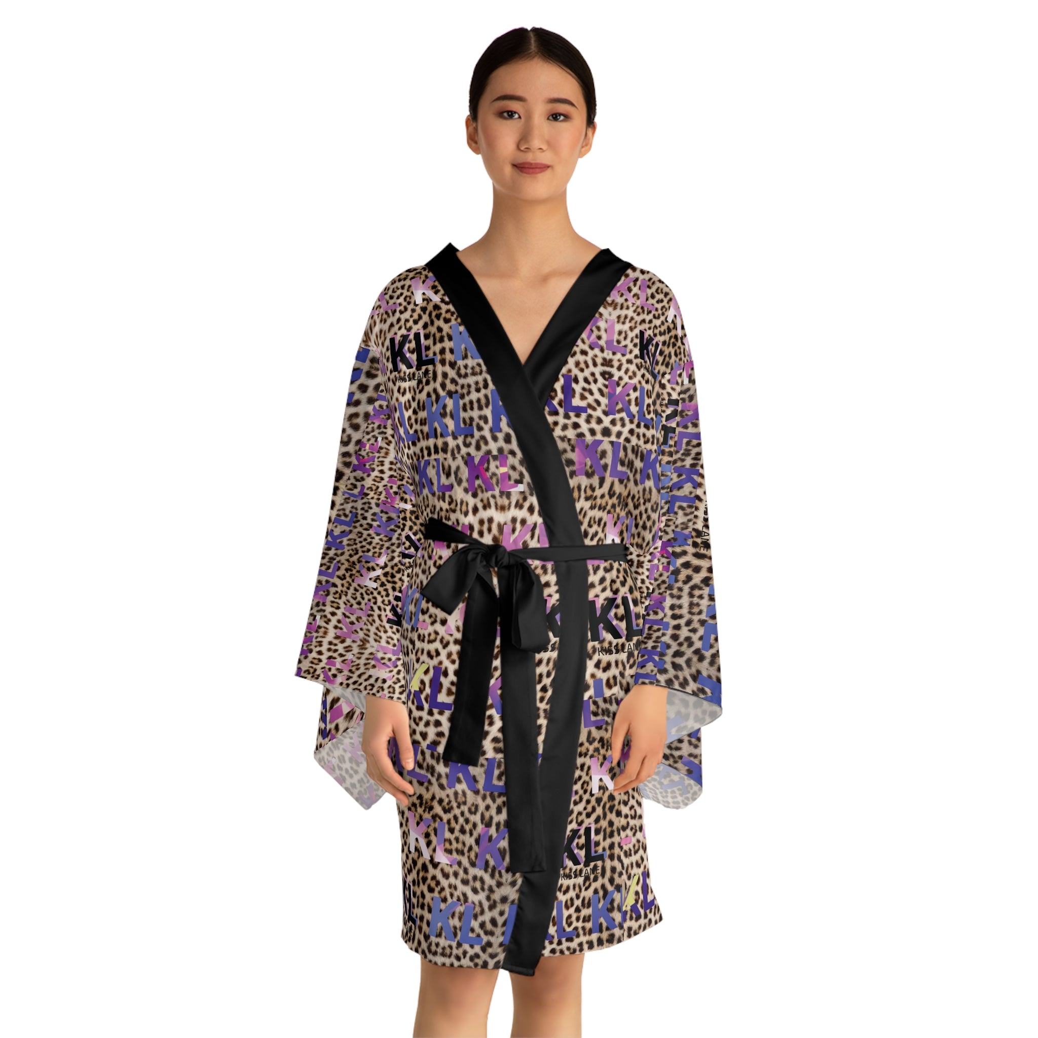 Kiss Lane Leopard - Long Sleeve Kimono Robe (AOP)