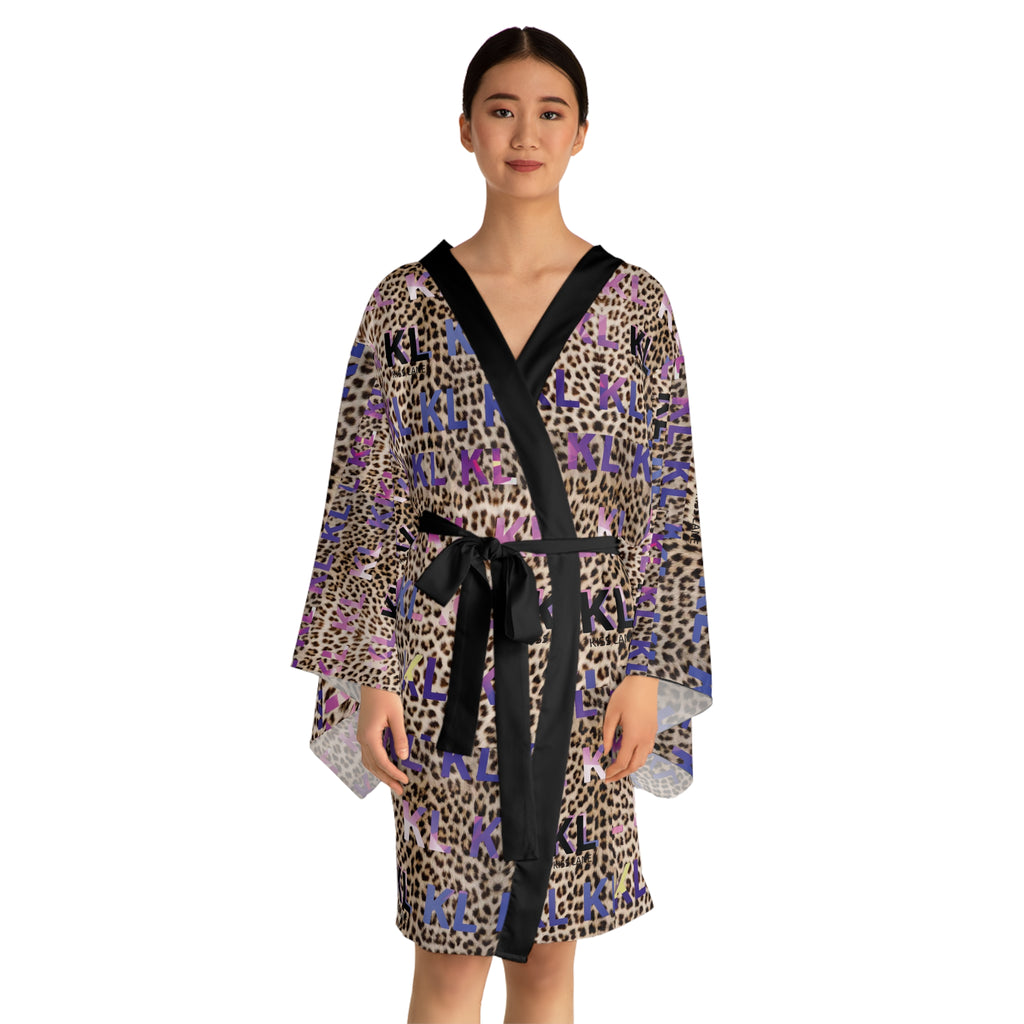 Kiss Lane Leopard - Long Sleeve Kimono Robe