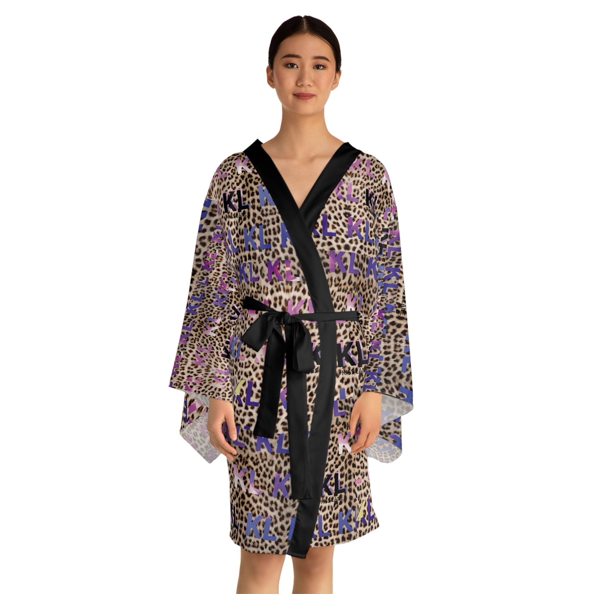 Kiss Lane Leopard - Long Sleeve Kimono Robe
