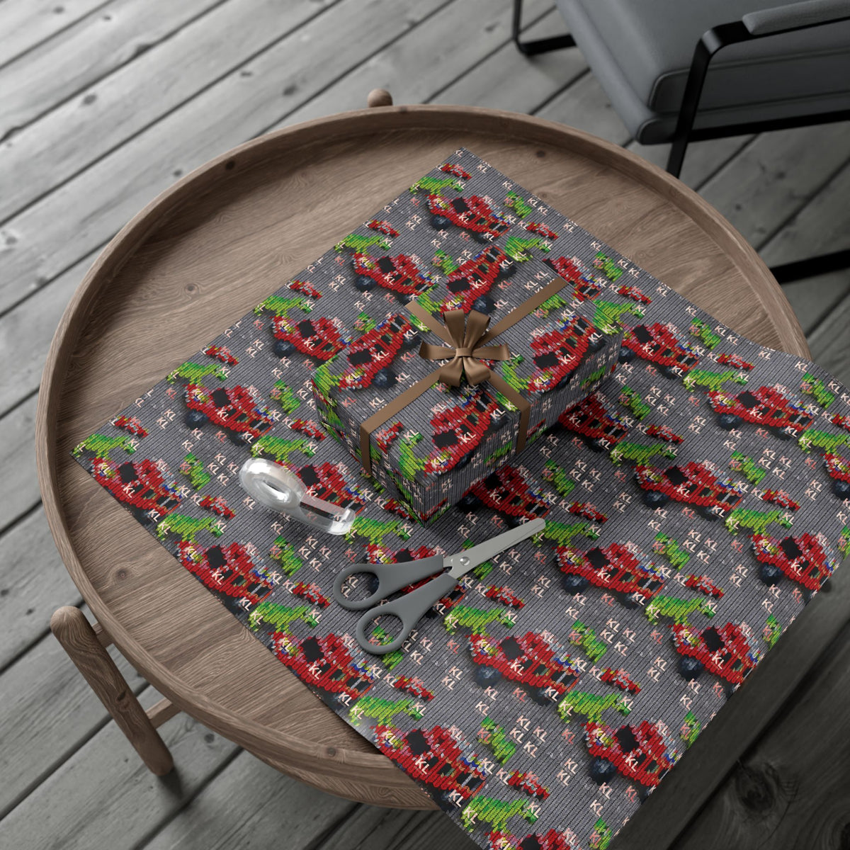 KL Kids Dinosaur & Truck Gift Wrap Paper