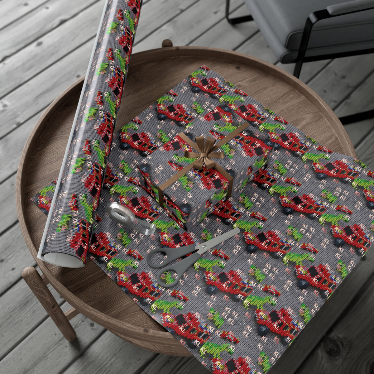 KL Kids Dinosaur & Truck Gift Wrap Paper