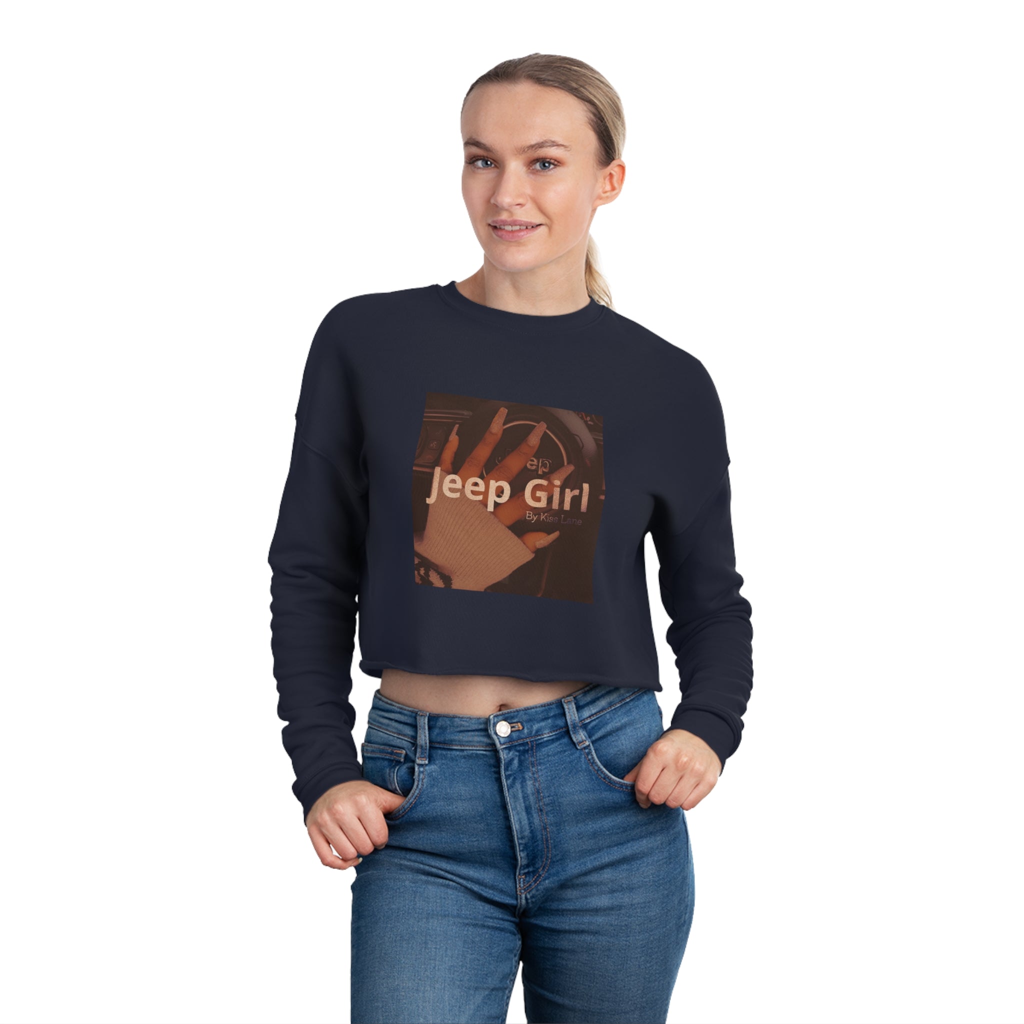 Jeep Girl Hand by Kiss Lane Women's Cropped Sweatshirt