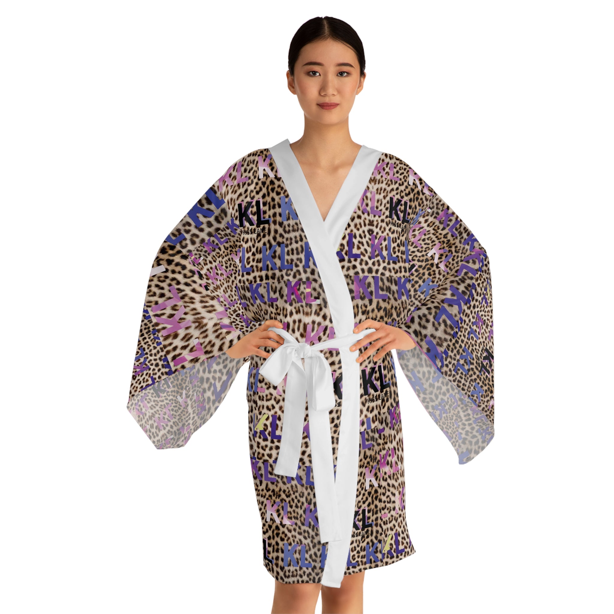 Kiss Lane Leopard - Long Sleeve Kimono Robe