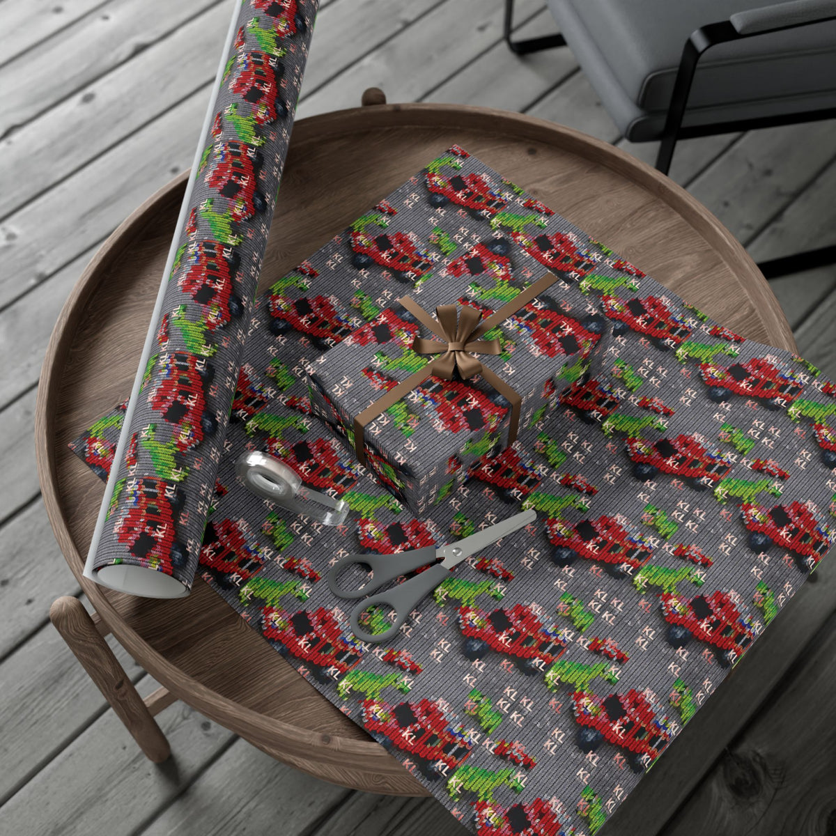 KL Kids Dinosaur & Truck Gift Wrap Paper