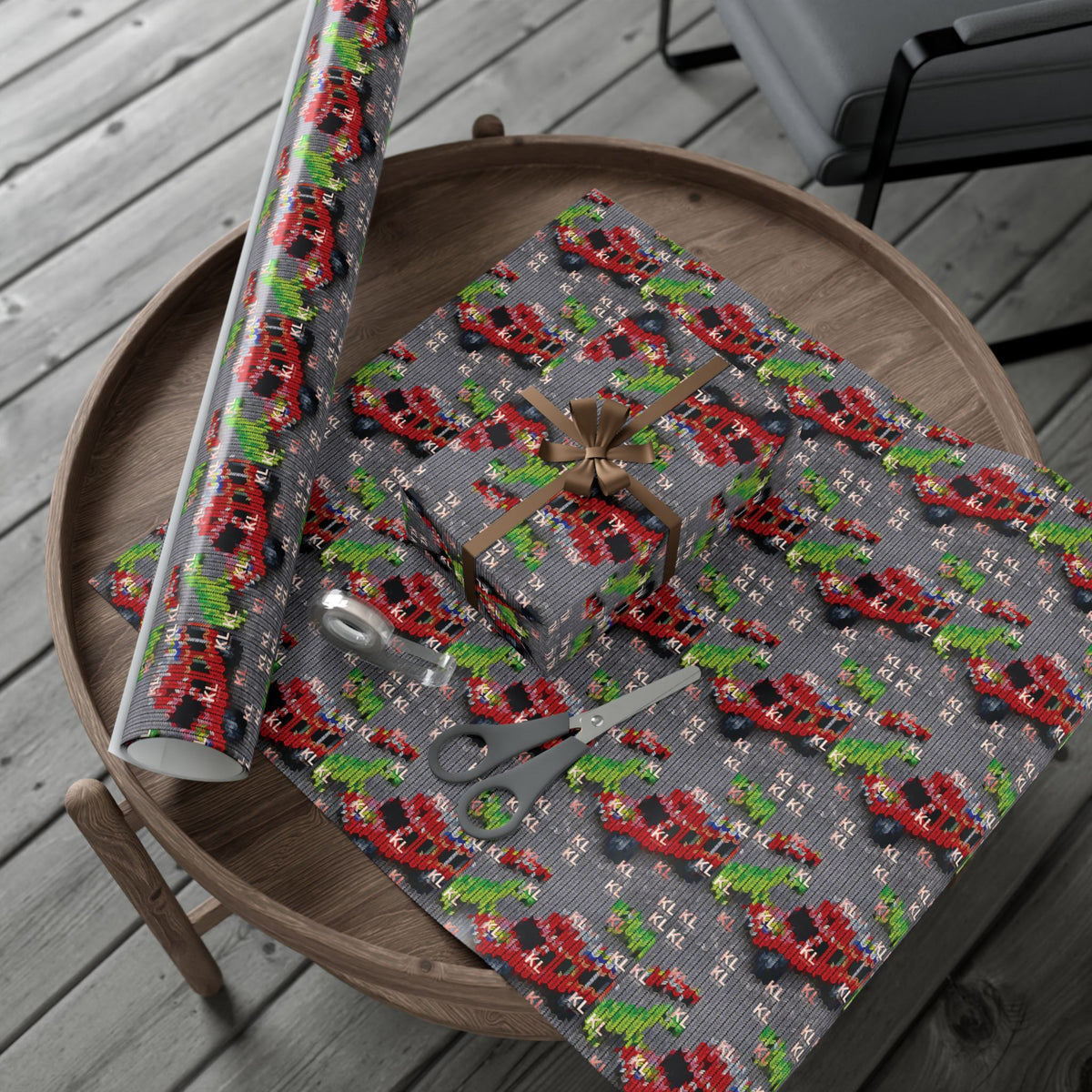 KL Kids Dinosaur & Truck Gift Wrap Paper