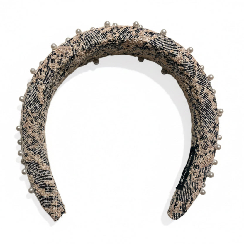 Pearl Tweed Headband | Elegant Pearl Hair Accessory