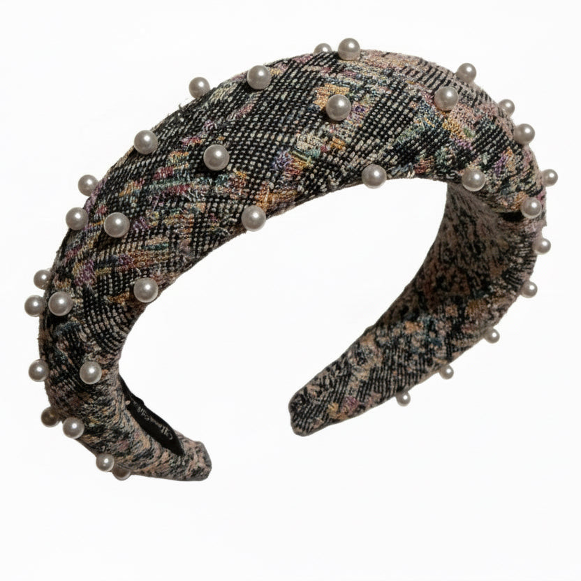 Pearl Tweed Headband | Elegant Pearl Hair Accessory