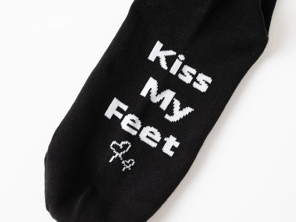 Kiss Lane “Kiss My Feet” Crew Socks – Black