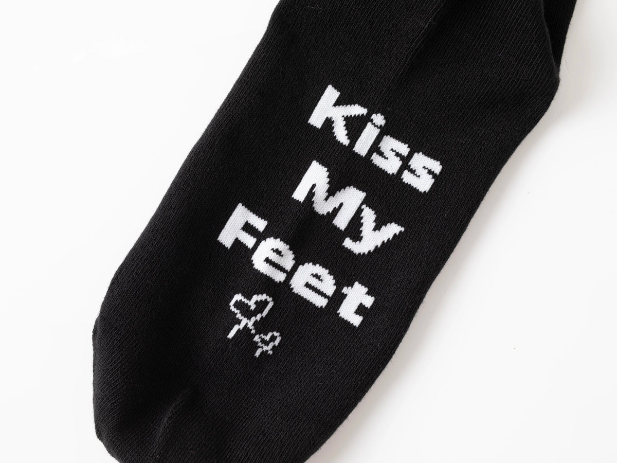 Kiss Lane “Kiss My Feet” Crew Socks – Black