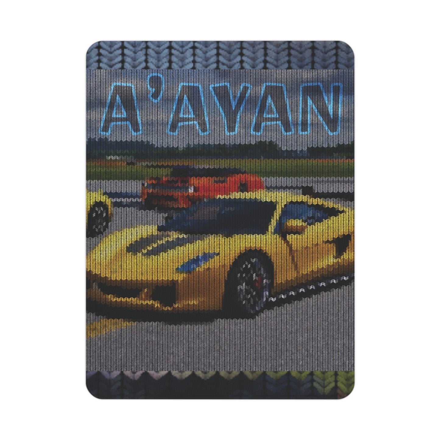 Yellow Sports Car Personalized Toddler Blanket