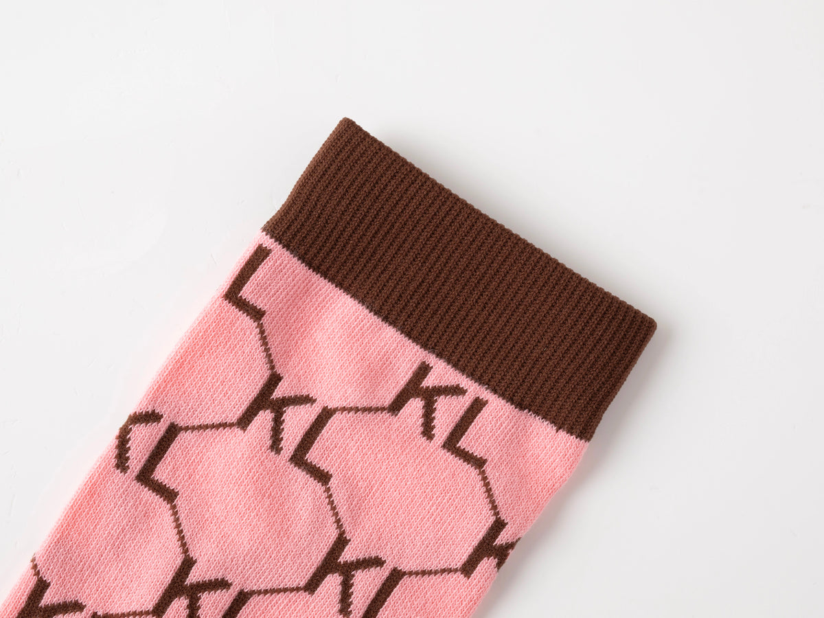 Kiss Lane Signature Monogram Crew Socks – Pink Cocoa