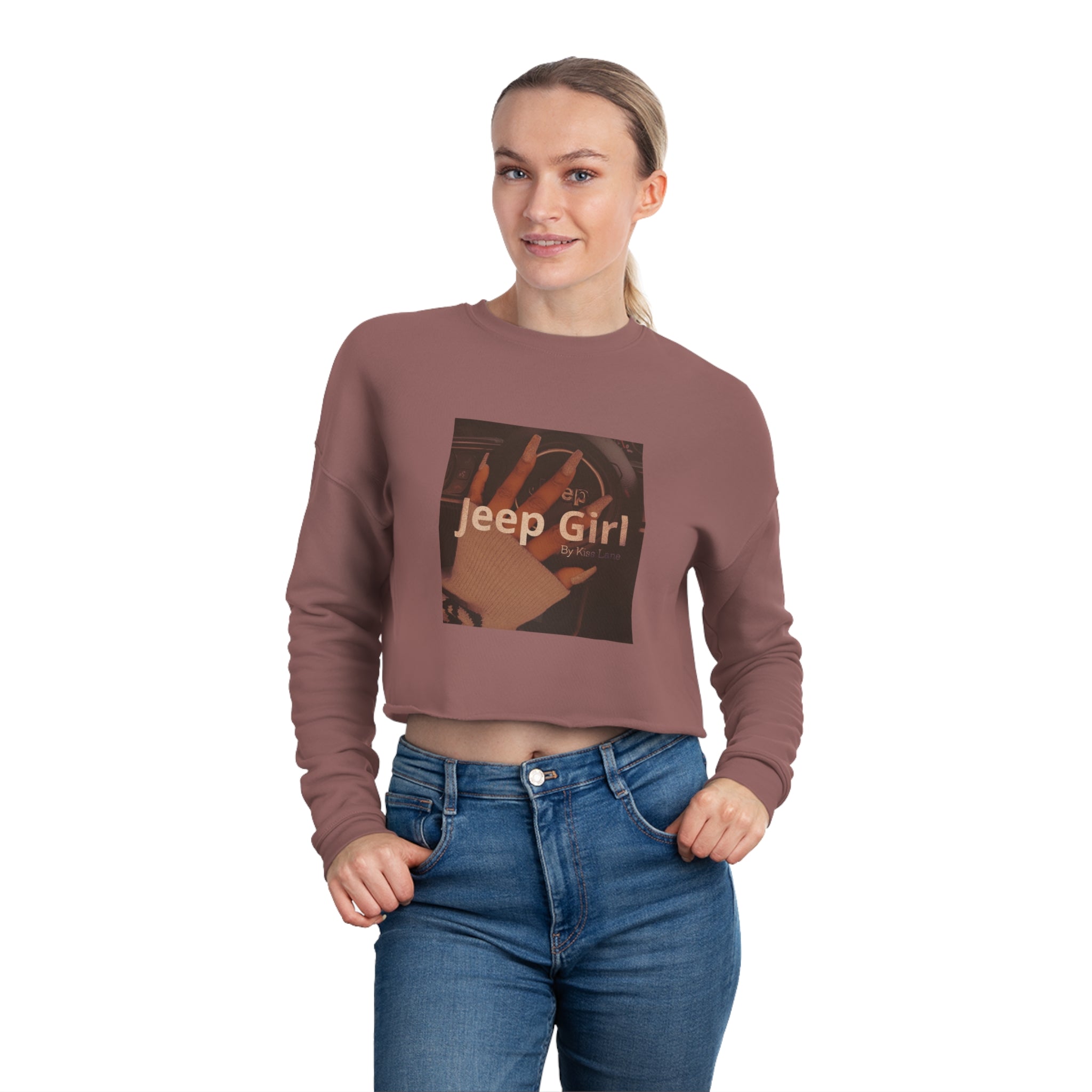 Jeep Girl Hand by Kiss Lane Women's Cropped Sweatshirt