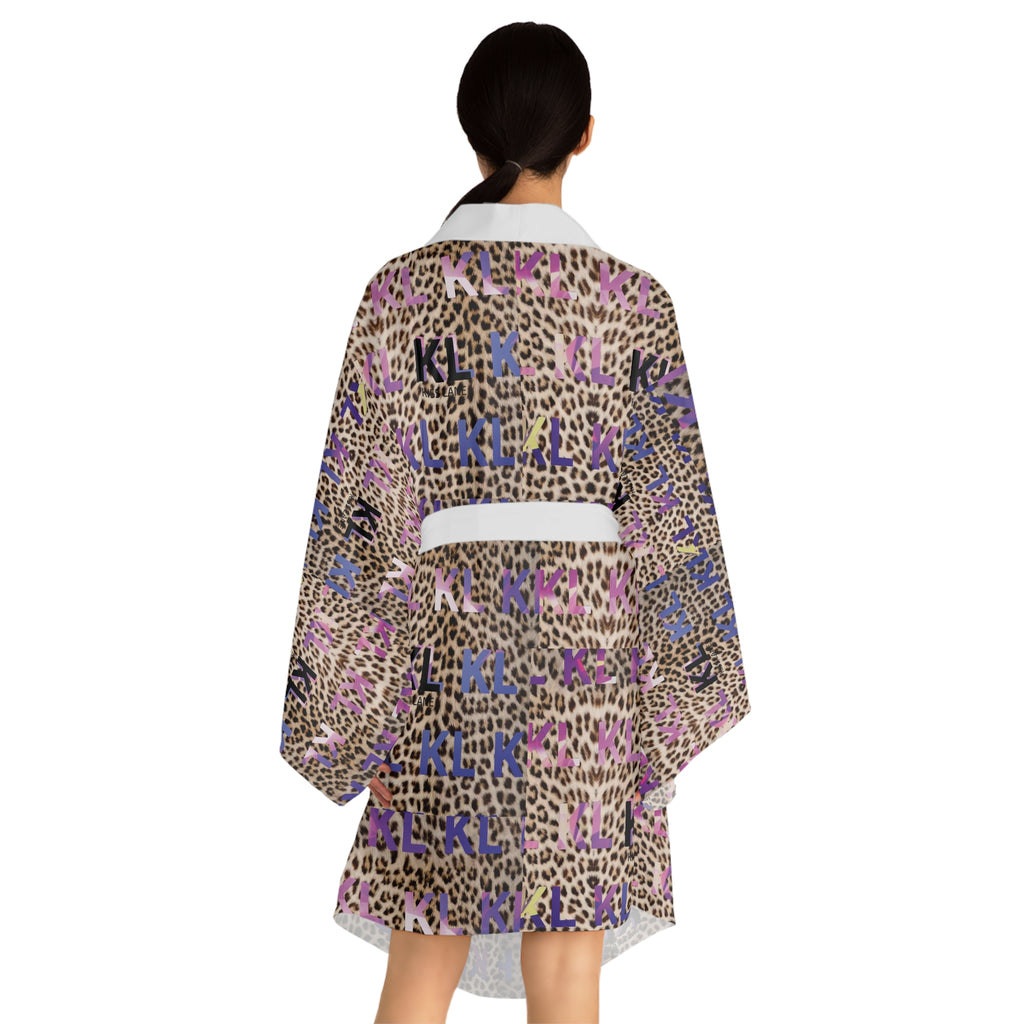 Kiss Lane Leopard - Long Sleeve Kimono Robe