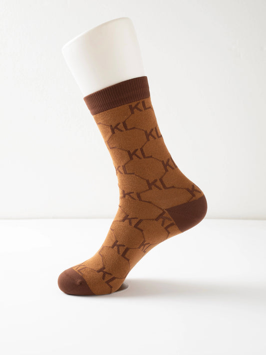 Kiss Lane Signature Monogram Crew Socks – Caramel Cocoa