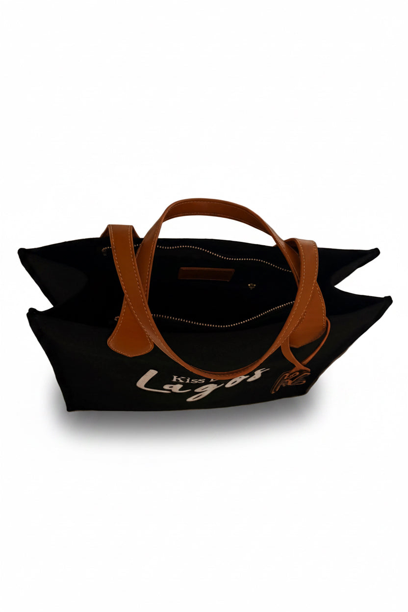 Lagos Tote Noir Edition | Black Tote Bag for Women | Kiss Lane