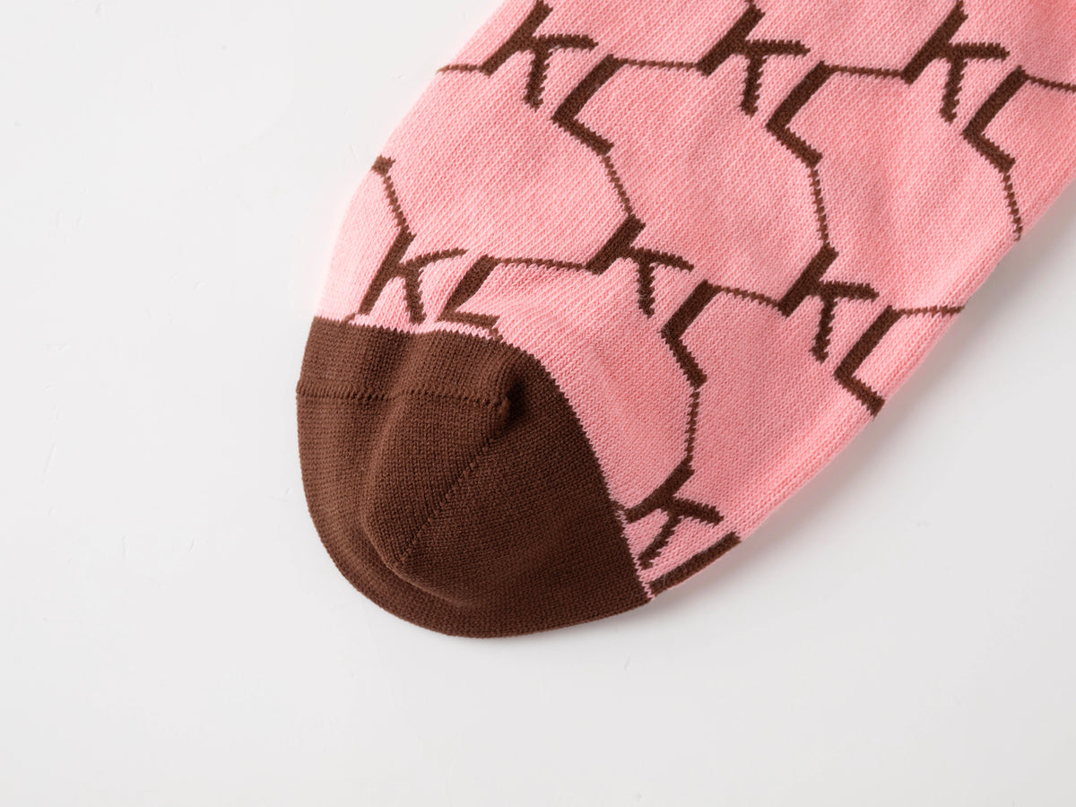 Kiss Lane Signature Monogram Crew Socks – Pink Cocoa