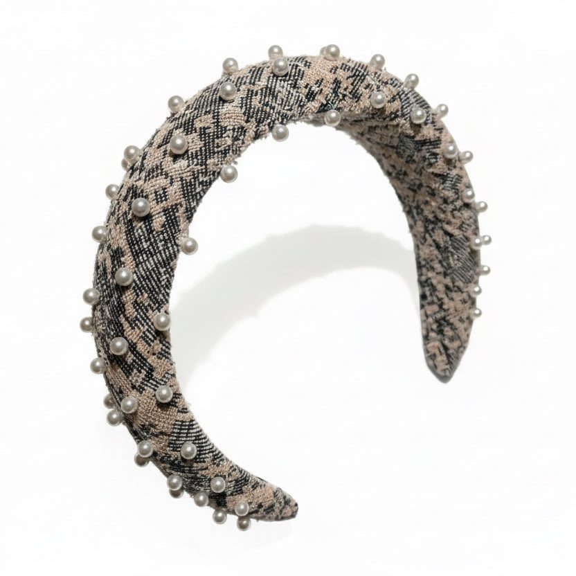 Pearl Tweed Headband | Elegant Pearl Hair Accessory