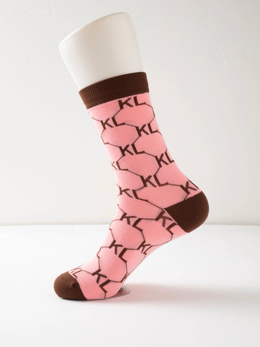 Kiss Lane Signature Monogram Crew Socks – Pink Cocoa