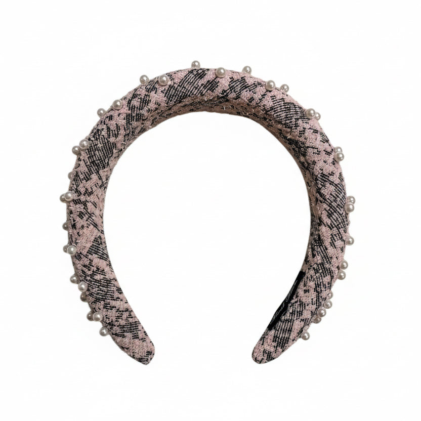 Pearl Tweed Headband | Elegant Pearl Hair Accessory