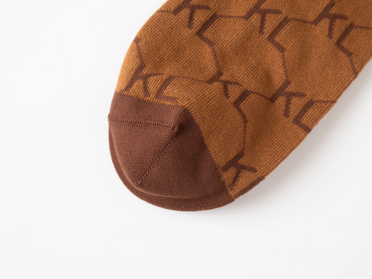 Kiss Lane Signature Monogram Crew Socks – Caramel Cocoa