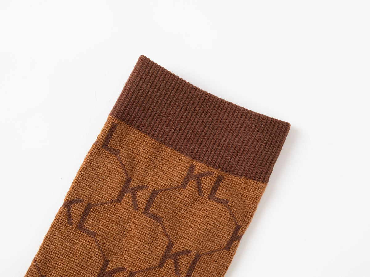 Kiss Lane Signature Monogram Crew Socks – Caramel Cocoa
