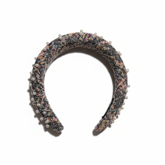 Pearl Tweed Headband | Elegant Pearl Hair Accessory