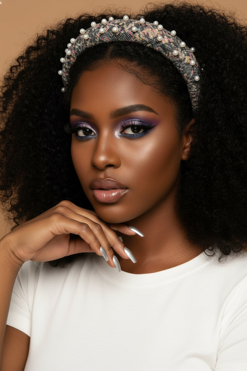 Pearl Tweed Headband | Elegant Pearl Hair Accessory