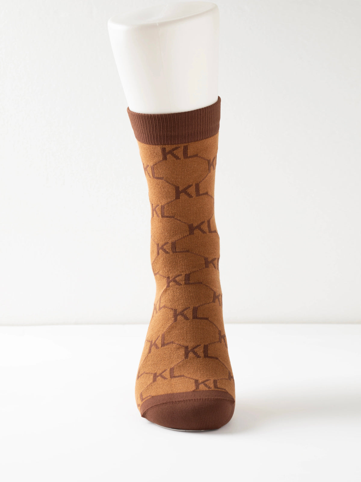 Kiss Lane Signature Monogram Crew Socks – Caramel Cocoa
