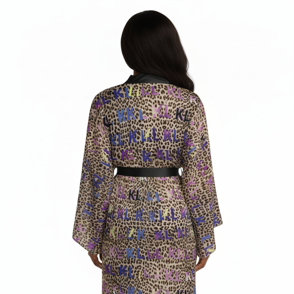 Kiss Lane Leopard - Long Sleeve Kimono Robe