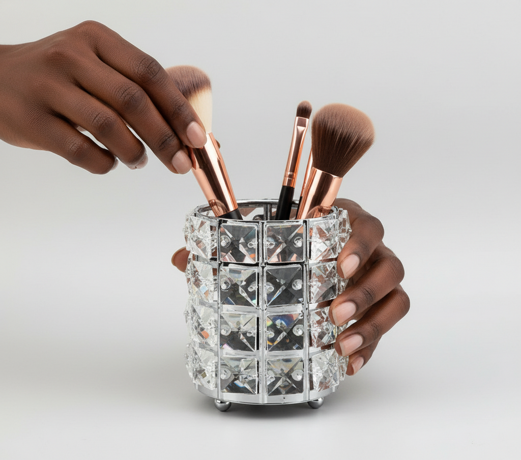 ELEGANT CRYSTAL BEAUTY BRUSH HOLDER