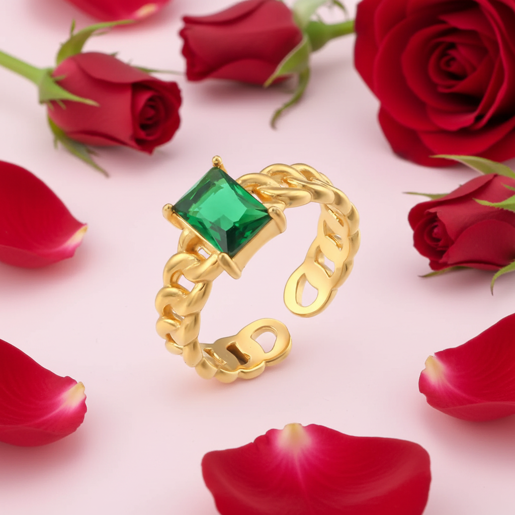 BRIA - (GREEN SQUARE) RING