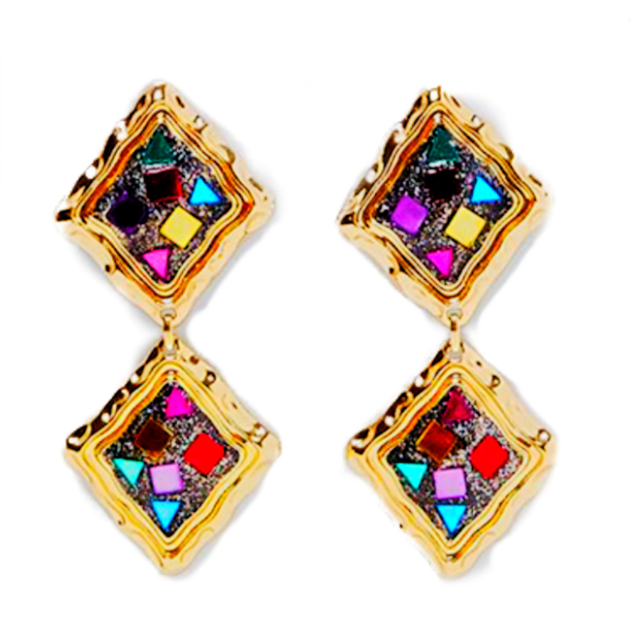 GOLD DROP COLOR SHAPES EARRINGS